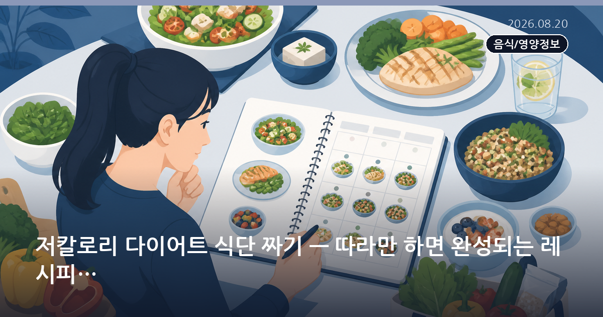 저칼로리 다이어트 식단 짜기 — 따라만 하면 완성되는 레시피