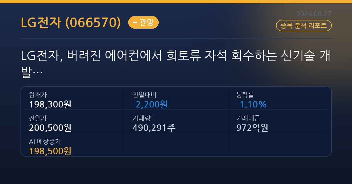 LG전자, 버려진 에어컨에서 희토류 자석 회수하는 신기술 개발