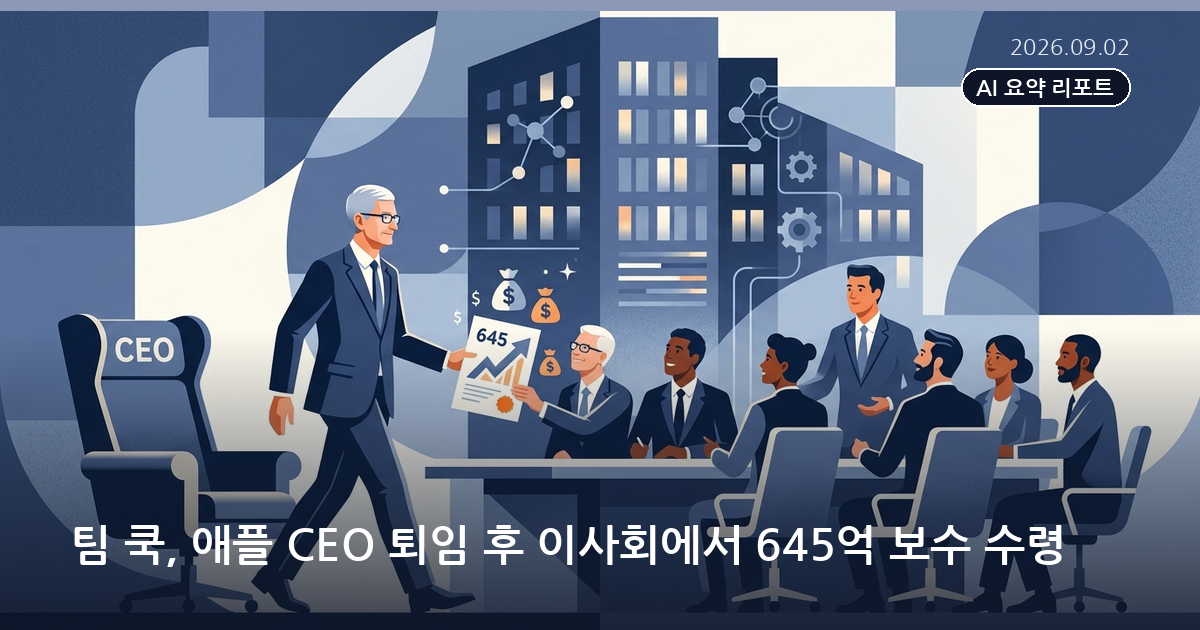 팀 쿡, 애플 CEO 퇴임 후 이사회에서 645억 보수 수령