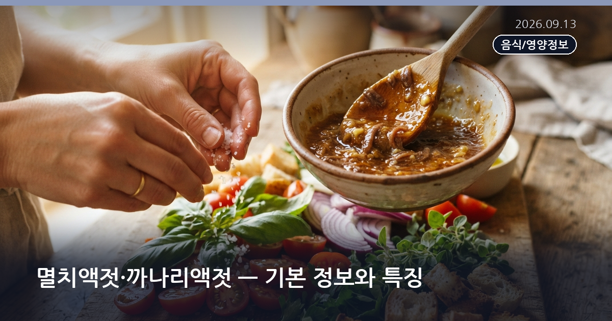 멸치액젓·까나리액젓 — 기본 정보와 특징